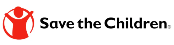 Logo of Save the Children with a red silhouette of a child on a white background