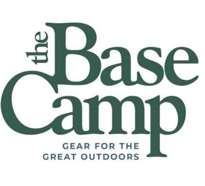 The Base Camp logo in dark green text with the tagline 'GEAR FOR THE GREAT OUTDOORS' on a plain white background.