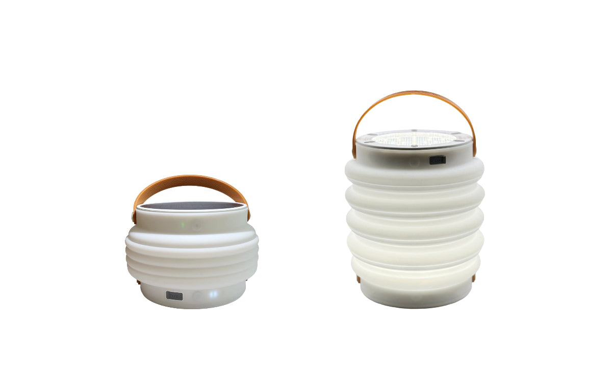 Two HAVEN 10000 solar portable 3-in-1 lantern + flashlight + power bank with adjustable handles featured on a white background.